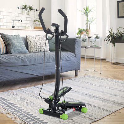 HOMCOM Twister Stepper, Step Machine w/ Resistance Bands, LCD Display and Handlebar, Steppers for Exercise Workout Home Gym Office 