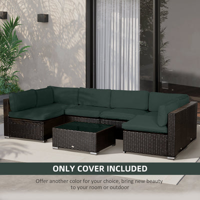 Outsunny Garden Rattan Sofa Cushion Polyester Cover Replacement Outdoor- No Cushion Included, Dark Grey 