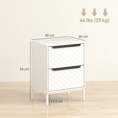 HOMCOM Chest of Drawers, Dresser with 2 Fabric Drawers and Aluminium Handles - White 
