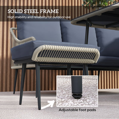 Outsunny Six-Piece Rattan Strong Garden Sofa Set - Grey 