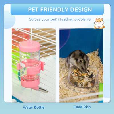 PawHut 5 Tier Hamster Cage, Gerbil Cage with Tube, Water Bottle, Exercise Wheel, Food Dish, 59L x 36W x 69H cm - Blue 