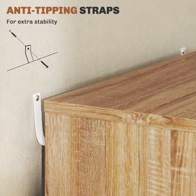 Vinsetto Five-Drawer Filing Cabinet, with Wheels - Oak Brown 