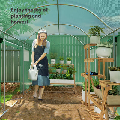 Outsunny 9.8 x 6.6ft Walk-In Polytunnel Greenhouse - Green 