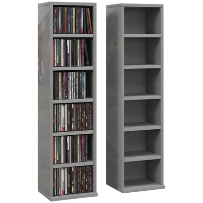 HOMCOM Set of Two 102 CD Storage Units - High Gloss Grey 