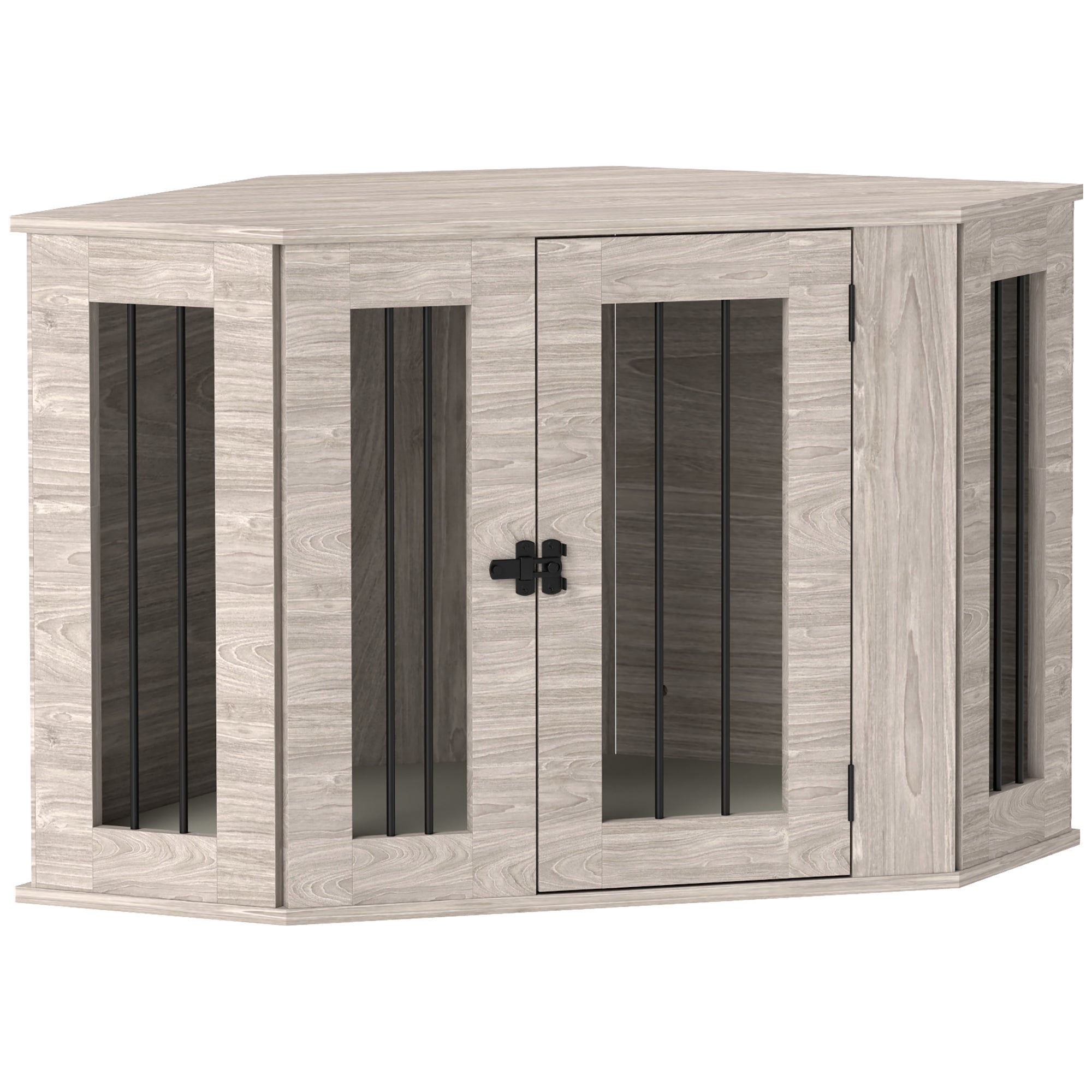 PawHut 2 in 1 Dog Crate Furniture Side Table, with Cushion, 104 x 55 x 63cm - Walnut Brown 