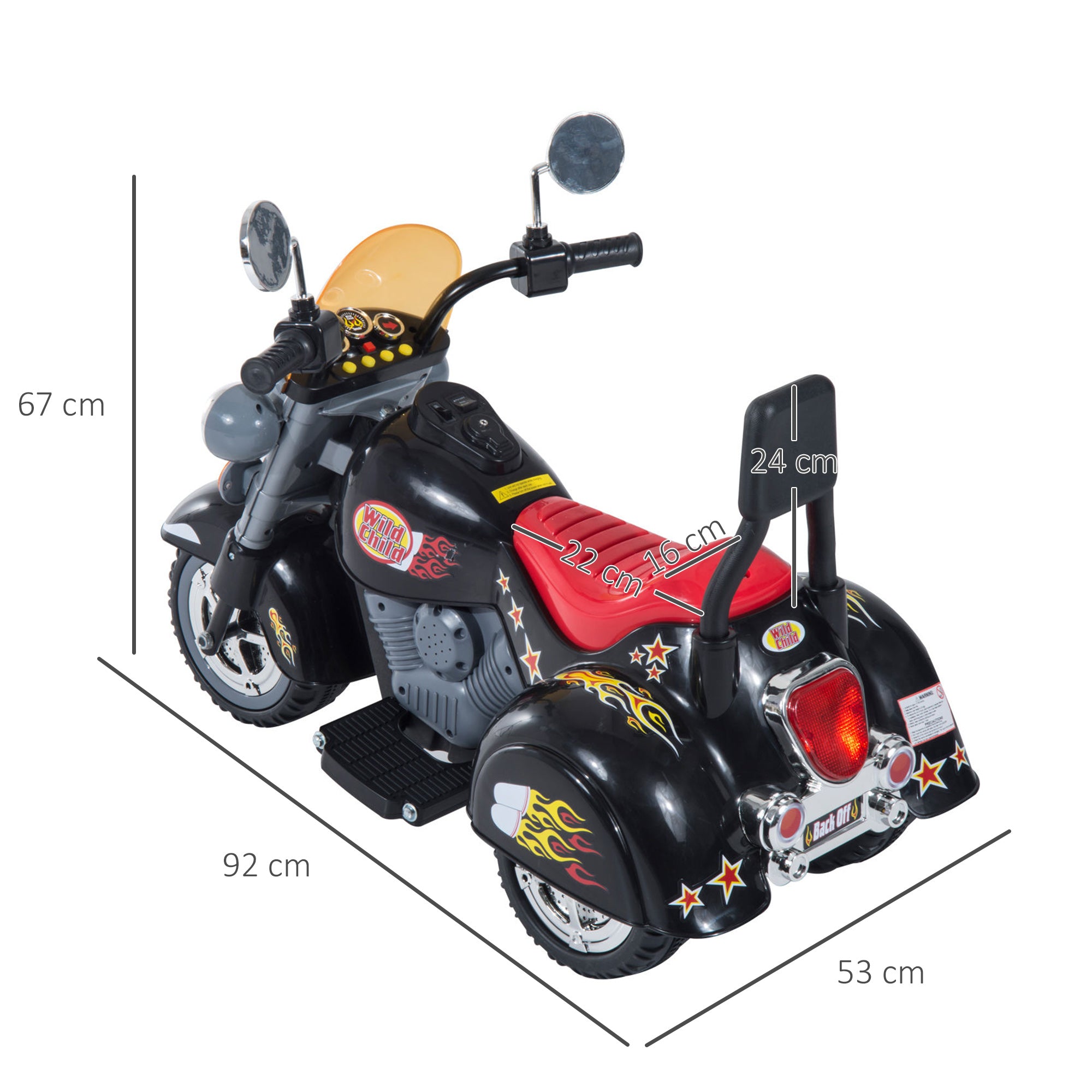 HOMCOM Kids Ride On Toy Car Motorbike Electric Scooter 6V Battery Operated Toy Trike-Black 