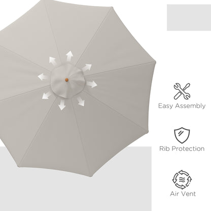 Outsunny 3.3(m) Garden Parasol Umbrella, Outdoor Sun Shade Canopy with 8 Bamboo Ribs, Ruffles and Wood Pole, Grey