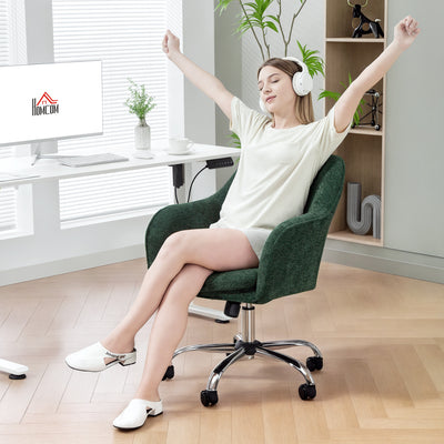 HOMCOM Velvet-Feel Office Chair - Dark Green 