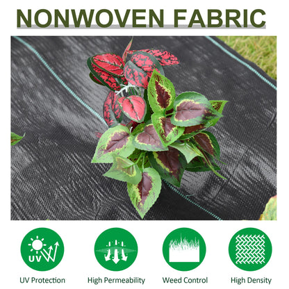 Outsunny 2m x 50m Weed Control Membrane, Heavy Duty Weed Control Barrier Fabric, 90gsm Ground Cover for Patios, Garden, Flower beds, Landscaping 