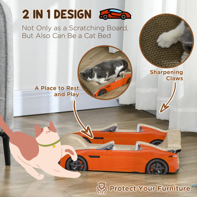 PawHut 2 in 1 Cat Scratching Board with Catnip, Car-shaped 