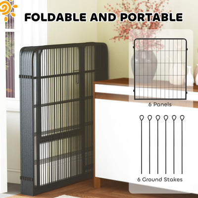 PawHut 6 Panels Heavy Duty Dog Playpen with Secure Door, for Indoor Outdoor, for Garden, Camping, 80cm High 