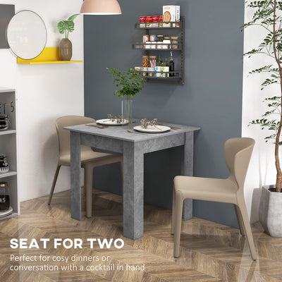 HOMCOM Square Dining Table, Modern Small Dining Table with Faux Cement Effect, Space Saving, Non-slip Foot Pads, Cement Grey 