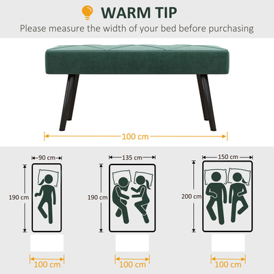 HOMCOM End of Bed Bench with X-Shape Design and Steel Legs, Upholstered Hallway Bench for Bedroom, Green 