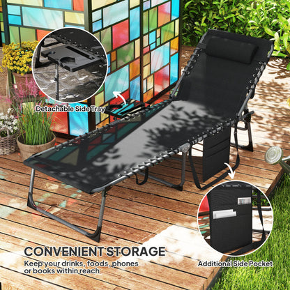 Outsunny Five-Position Reclining Sun Lounger - Black 