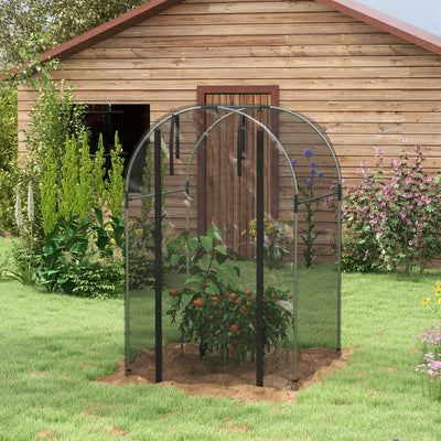 Outsunny Galvanised Steel Fruit Cage, Plant Protection Tent with Zipped Door, 1.2 x 1.2 x 1.9m, Black 