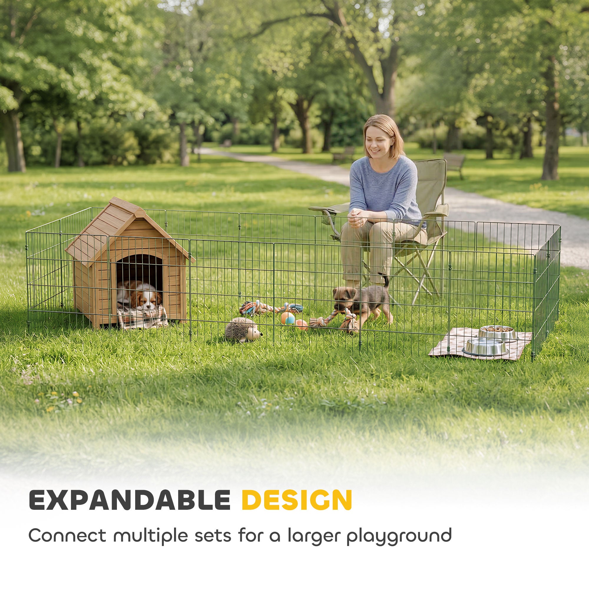 PawHut 8 Panel Pet Playpen for Small Dogs Indoor Outdoor 60 cm Height 