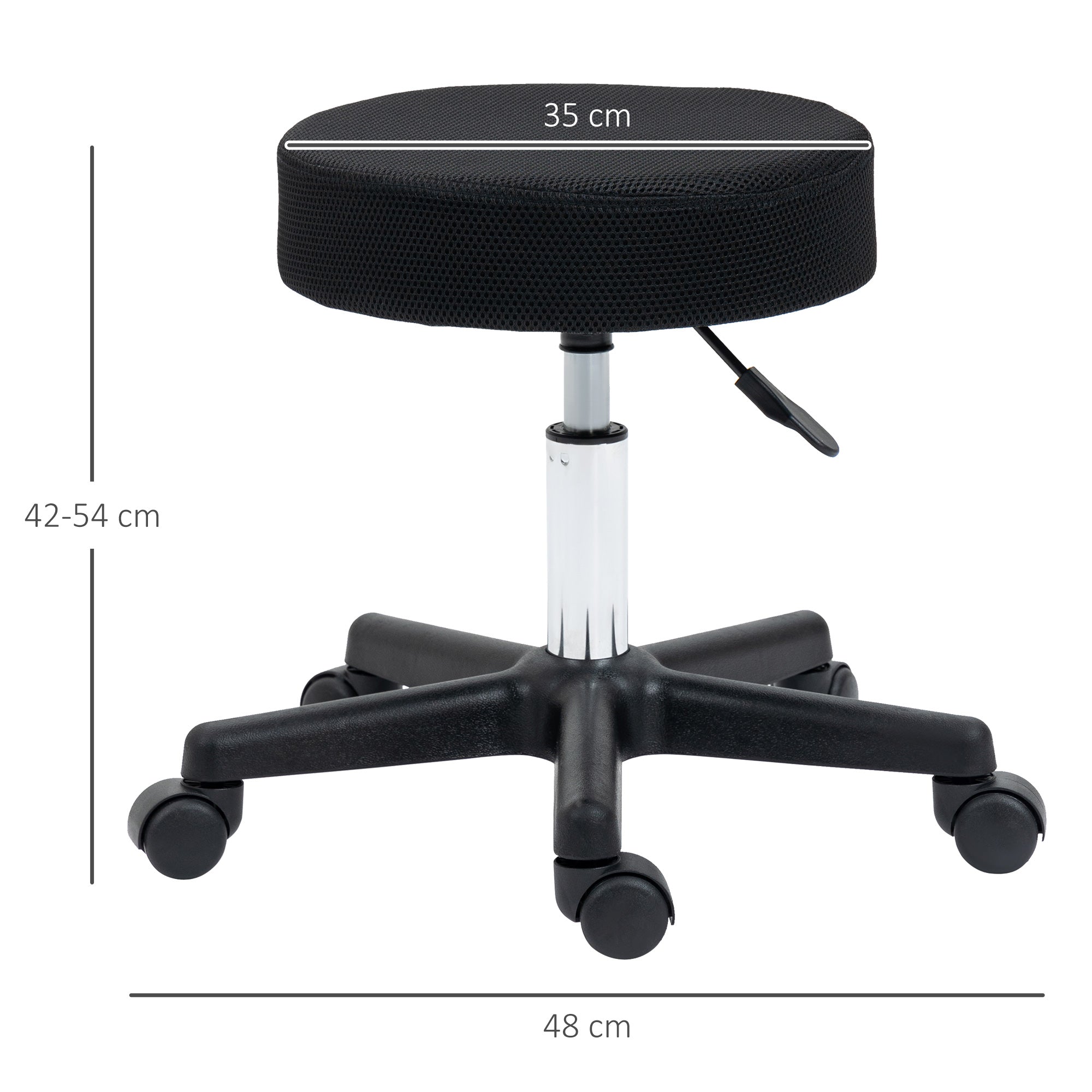 HOMCOM Hydraulic Swivel Salon Spa Stool Height Adjustable Facial Massage Tattoo with 3 Changeable Seat Covers, Black 