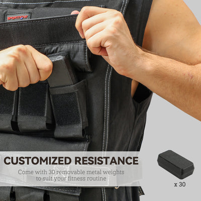 SPORTNOW 30KG Adjustable Weighted Vest, Weight Vest with 30 Metal Weights, Adjustable Straps and Reflective Strips, for Men and Women Running Cardio Exercise Strength Training 