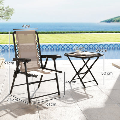 Outsunny Three-Piece Garden Table and Chair Set - Khaki 