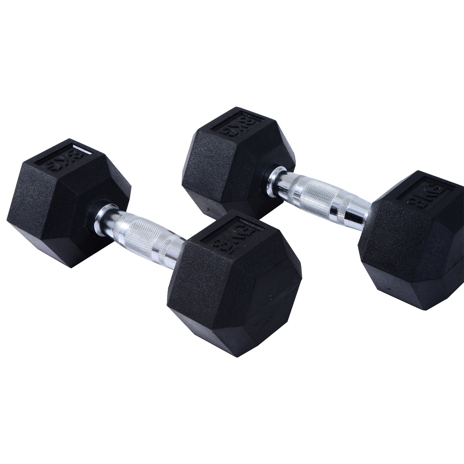 HOMCOM 2x5kg Rubber Dumbbell Sports Hex Weights Sets Gym Fitness Lifting Home 