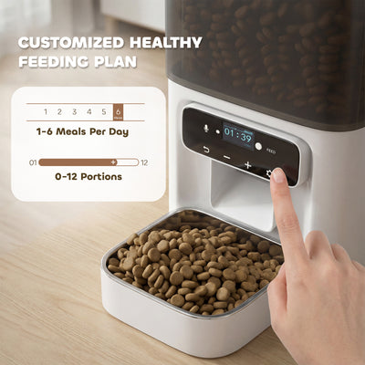 PawHut Programmable Automatic Cat Feeder with Timer Up to 6 Meals Per Day, 10s Voice Recorder, Portion Control 