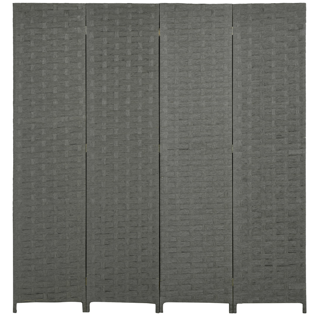 HOMCOM 4-Panel Room Dividers, Wave Fibre Freestanding Folding Privacy Screen Panels, Partition Wall Divider for Indoor Bedroom Office, 170 cm, Grey 