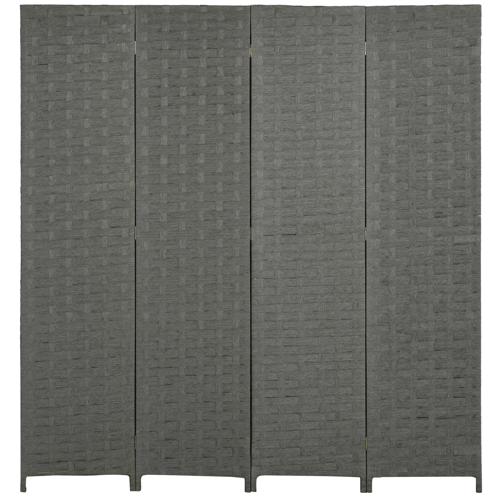 HOMCOM 4-Panel Room Dividers, Wave Fibre Freestanding Folding Privacy Screen Panels, Partition Wall Divider for Indoor Bedroom Office, 170\'c2\'a0cm, Grey
