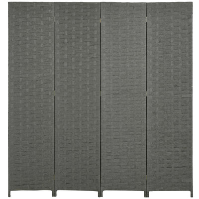 HOMCOM 4-Panel Room Dividers, Wave Fibre Freestanding Folding Privacy Screen Panels, Partition Wall Divider for Indoor Bedroom Office, 170\'c2\'a0cm, Grey 