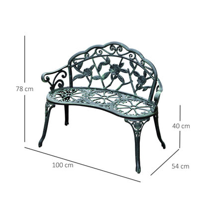 Outsunny Cast Aluminum Garden Bench-Antique Green 