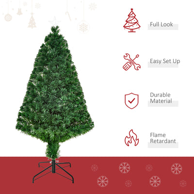 HOMCOM 4FT Pre-Lit Fibre Optic Artificial Christmas Tree Holiday Xmas Décor with Tree Topper Multi-Colour 