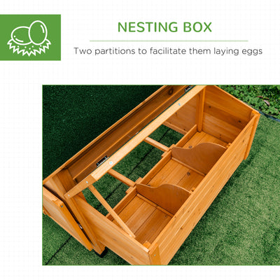PawHut Wooden Chicken Coop with Nesting Boxes, Tray, for 2-4 Chickens, Yellow 