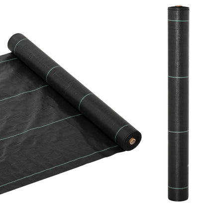 Outsunny 1m x 50m Weed Control Membrane, Heavy Duty Weed Control Barrier Fabric, 90gsm Ground Cover for Patios, Garden, Flower beds, Landscaping 