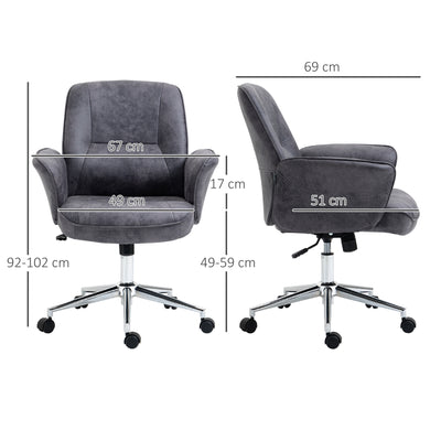 Vinsetto Swivel Computer Office Chair Mid Back Desk Chair for Home Study Bedroom,  Charcoal Grey 