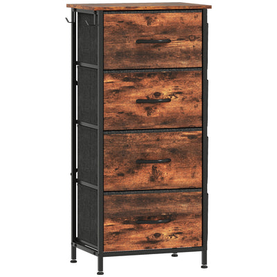 HOMCOM Chest of Four Fabric Drawers - Rustic Brown 