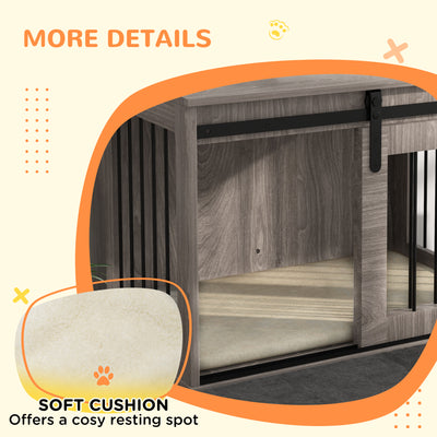 PawHut Dog Crate Furniture with Removable Cushion for Medium Dogs, 80 x 54 x 57cm - Brown 
