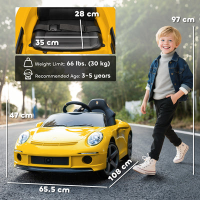 AIYAPLAY Kids Electric Car, 12V Licensed RUF GT Ride on Car with Suspension, Remote Control, Music for 3-5 Years Yellow 