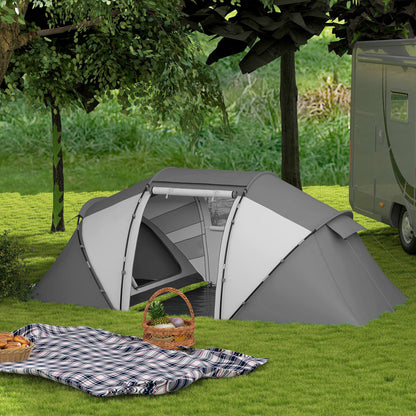 Outsunny 4-6 Man UV Protection Camping Tent - Charcoal Grey and White 