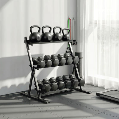 SPORTNOW 3-Tier Adjustable Dumbbell Rack, Heavy-Duty Weight Rack for Dumbbells, Kettlebells and Multiple Balls, Space-Saving Weight Storage Stand for Home Gym, 200 KG Capacity 