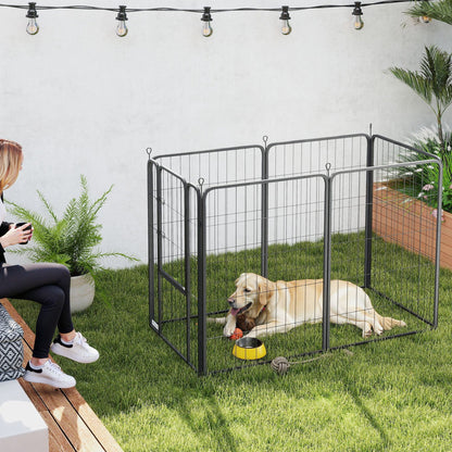 PawHut 6 Panels Heavy Duty Dog Playpen with Secure Door, for Indoor Outdoor, for Garden, Camping, 100cm High 