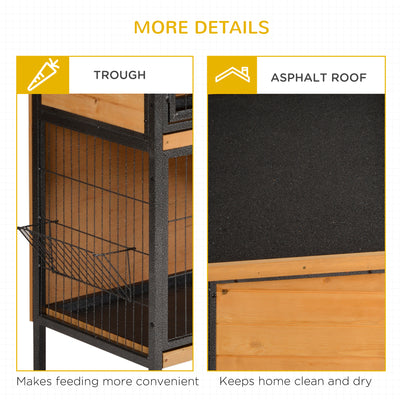 PawHut Rabbit Hutch Outdoor Guinea Pig Hutch Bunny Cage Metal Frame with  No-Leak Tray Openable Roof Light Yellow 122 x 50 x 101cm 