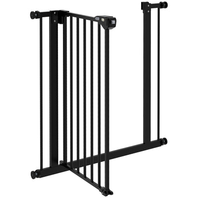 PawHut Metal 74-80cm Wide Adjustable Dog Gate Black 