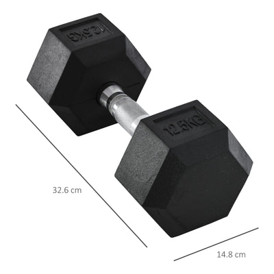 HOMCOM 12.5KG Single Rubber Hex Dumbbell Portable Hand Weights Dumbbell Home Gym 