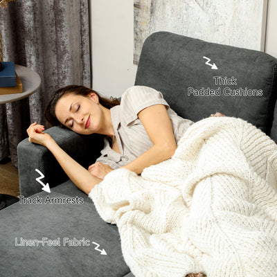 HOMCOM L Sofa Bed, with Storage - Charcoal Grey 