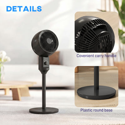 HOMCOM Air Circulator Fan Pedestal Cooling Fan with 3 Speed and Carry Handle, 9 Inch, Black 