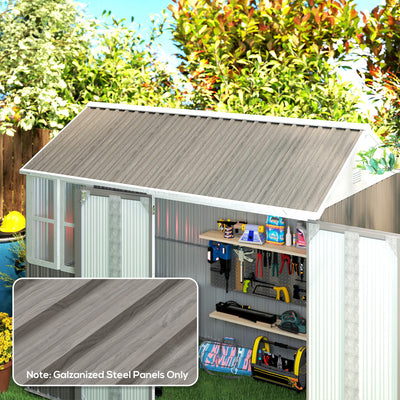 Outsunny Set of 12 Corrugated Steel Roof Sheet Panels - Grey Wood Effect 