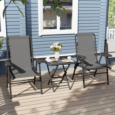 Outsunny Three-Piece Garden Table and Chair Set - Dark Grey 