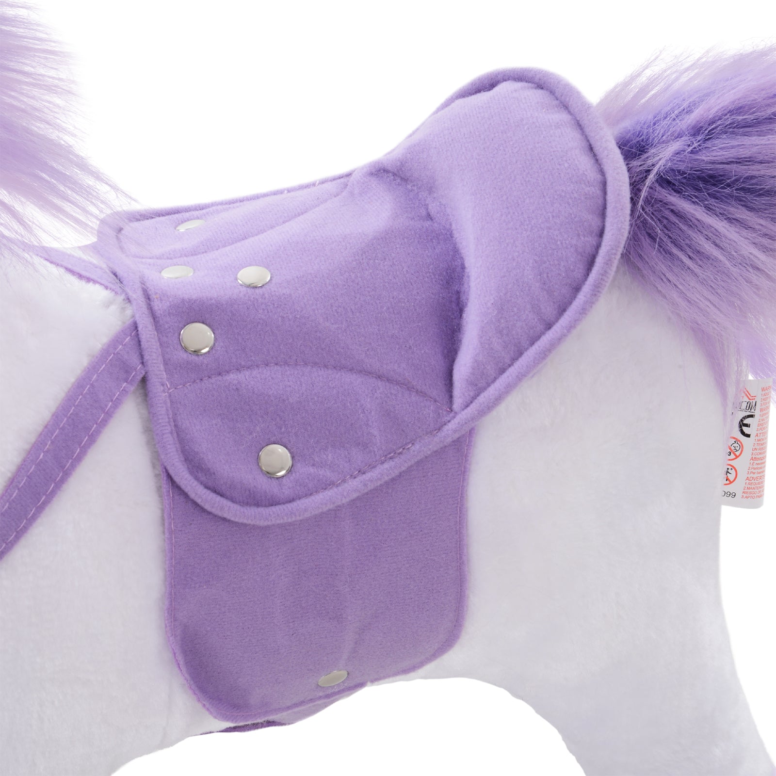 HOMCOM Kids Rocking Horse Plush Ride on Walking Unicorn Horse w/Realistic Sound  Ride On Rocker with Handlebar for Age 3+ Purple 