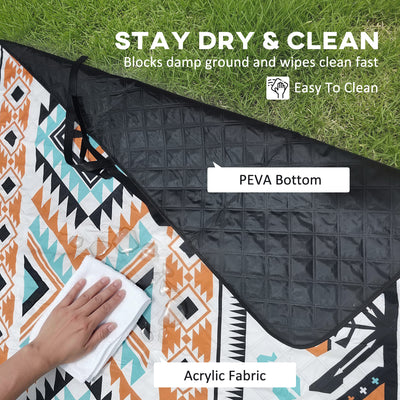 Outsunny Picnic Blanket, 300x200CM Large Beach Blanket Outdoor Picnic Mat with Integrated Strap for Camping, Mix-Colour 