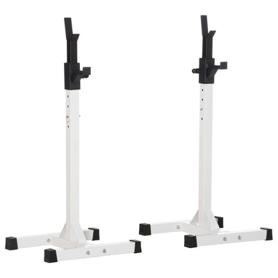 HOMCOM Heavy Duty Weight Bar Barbell Squat Stand Barbell Rack Spotter, for Home, Gym - Black 