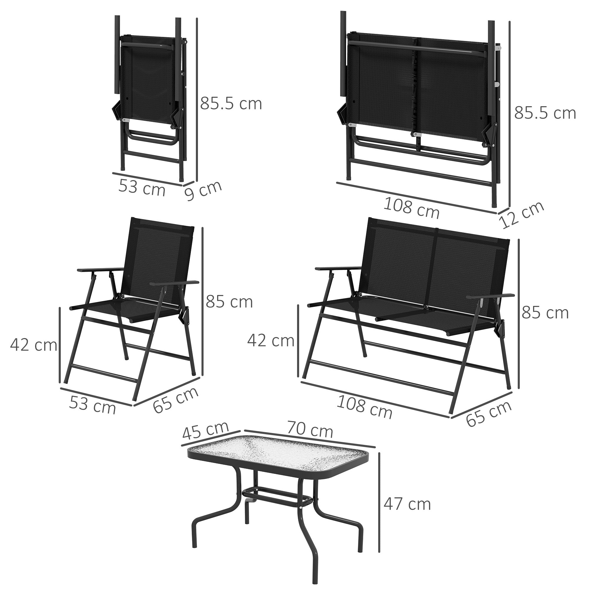 Outsunny 4 Pieces Patio Furniture Set - Black 